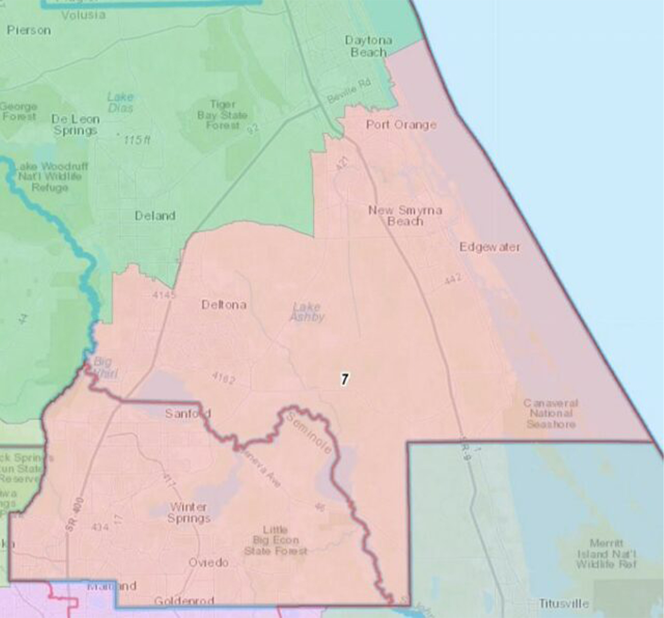 Mapa del Distrito 7 del Congreso de Florida